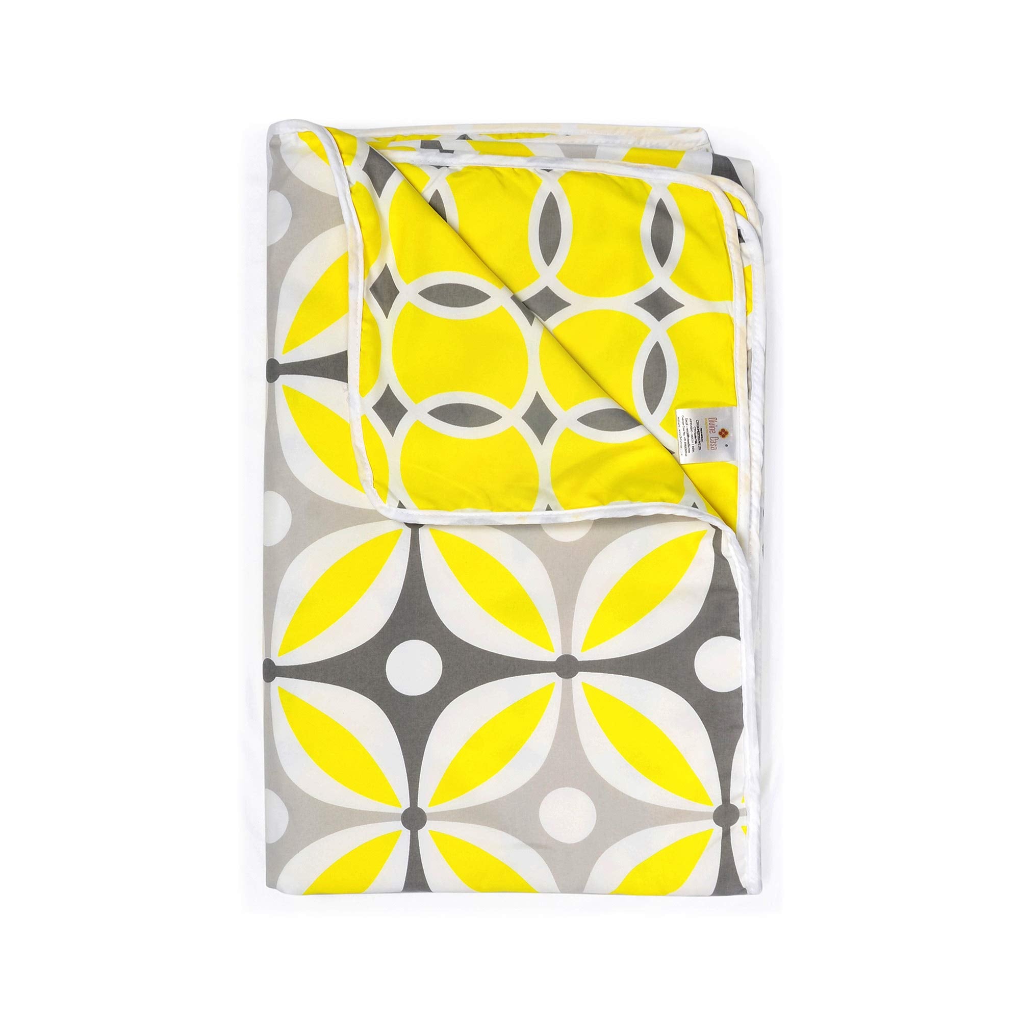 Divine Casa 120 GSM Microfiber Double Dohar | Soft & Lightweight Throw Blanket | Cozy & Breathable | All-Season Comfort | 220 x 205 CM | Petal Lattice Pattern | Mustard Yellow Kafalo