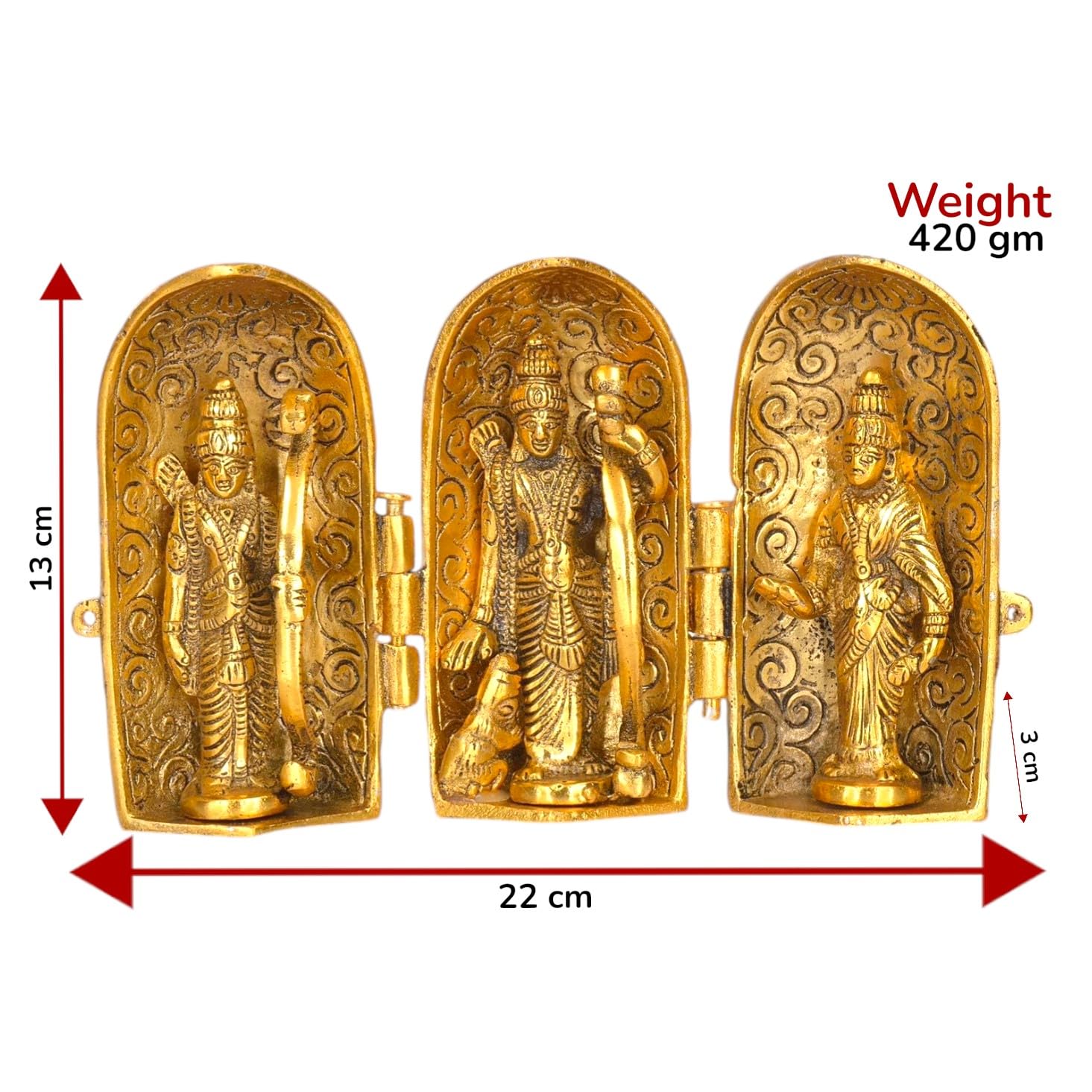 KridayKraft Metal Shri Ram Darbar Statue in Foldable Box for Pooja Lord Rama Laxman Sita & Hanuman Murti Religious Idol for Home Office Décor Decorative Showpiece Figurines,