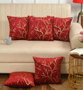Stuffique Velvet Foil Cushion Covers Decorative Merry Christmas 24 inch x 24 inch Set of 5, Maroon