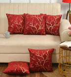 Stuffique Velvet Foil Cushion Covers Decorative Merry Christmas 24 inch x 24 inch Set of 5, Maroon