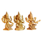 ARTVARKO Brass Lakshmi Ganesha Saraswati Idol Ganesh laxmi Murti Statue for Home Office Success Entrance Decor Diwali Pooja Good Luck Gift (3.5x5 Inches)