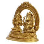 ARTVARKO Brass Ganesha Laxmi Ganesh Lakshmi Bhagwan Luxmi Idol Sitting Statue for Home Office Success Entrance Décor Diwali Pooja Good Luck Gift(7.5x7 Inch Gold)