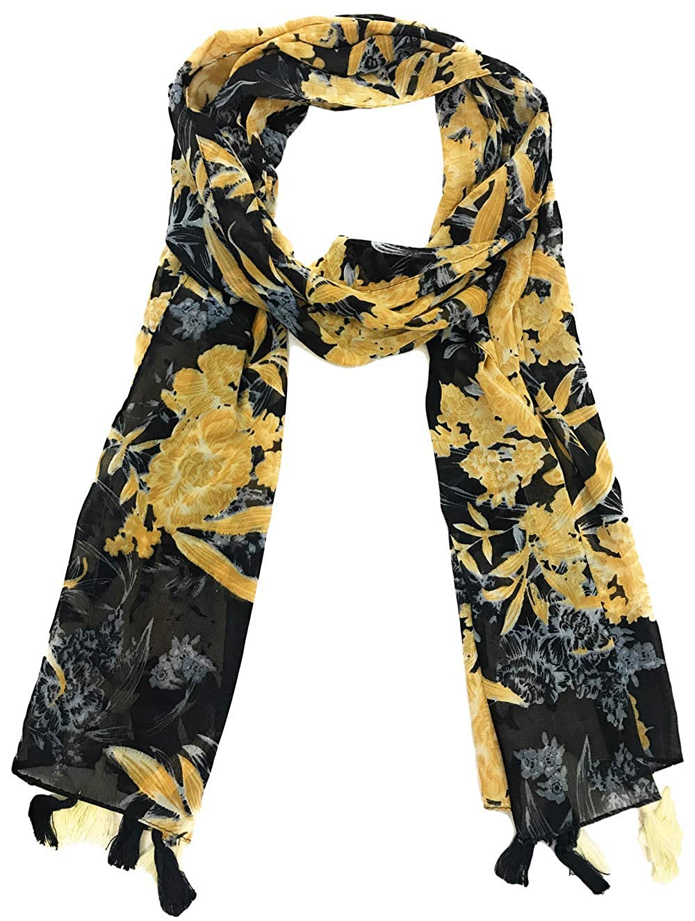 VINSON Girl's Stylish All over Print Georgette Tassel Scarfs Stole Dupatta (Multicolor,S06-(Pack of 6)