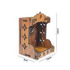 TRAVELLING SANKIRTAN PARTY Handcrafted Small Wooden Temple for Home Puja | Compact Mandir with Om Symbol & Intricate Carvings