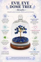 Evil Eye Protection Tree in Glass Dome with Gift Box | Handmade Crystal Tree Showpiece | Positive Energy Decor Gift for Home & Office