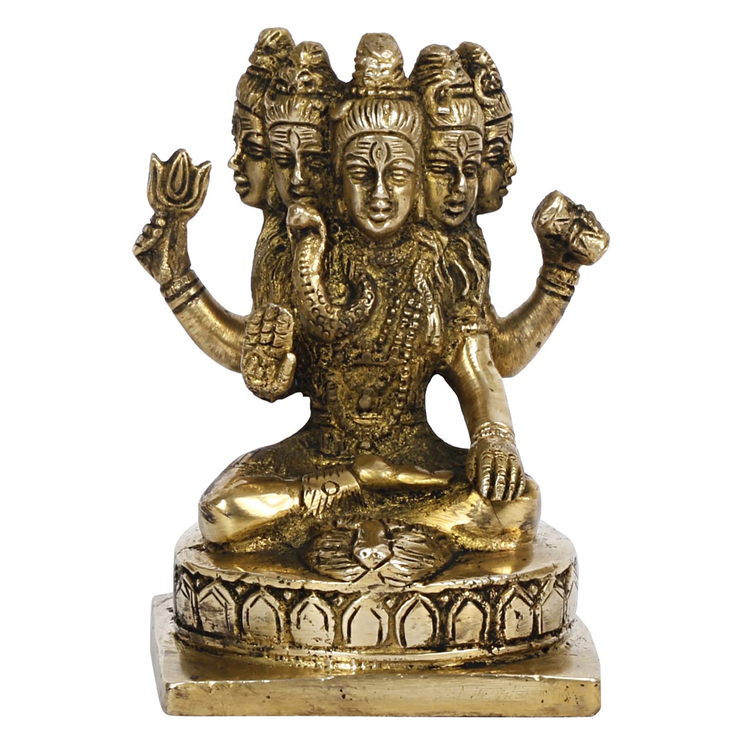 ARTVARKO Brass Panchmukhi Shiva Idol Five Shiv Murti Statue for Pooja Decor Gift 5 Inches