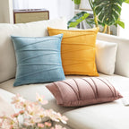 Khooti Velvet Striped Cushion Cover Pack of 1-40X40/102X102 Cm | Ice Blue | Soft Pillow Covers Cushion Case for Sofa Bedroom Living Room Chair Car, Cushion Cover with Zig Zag Pattern