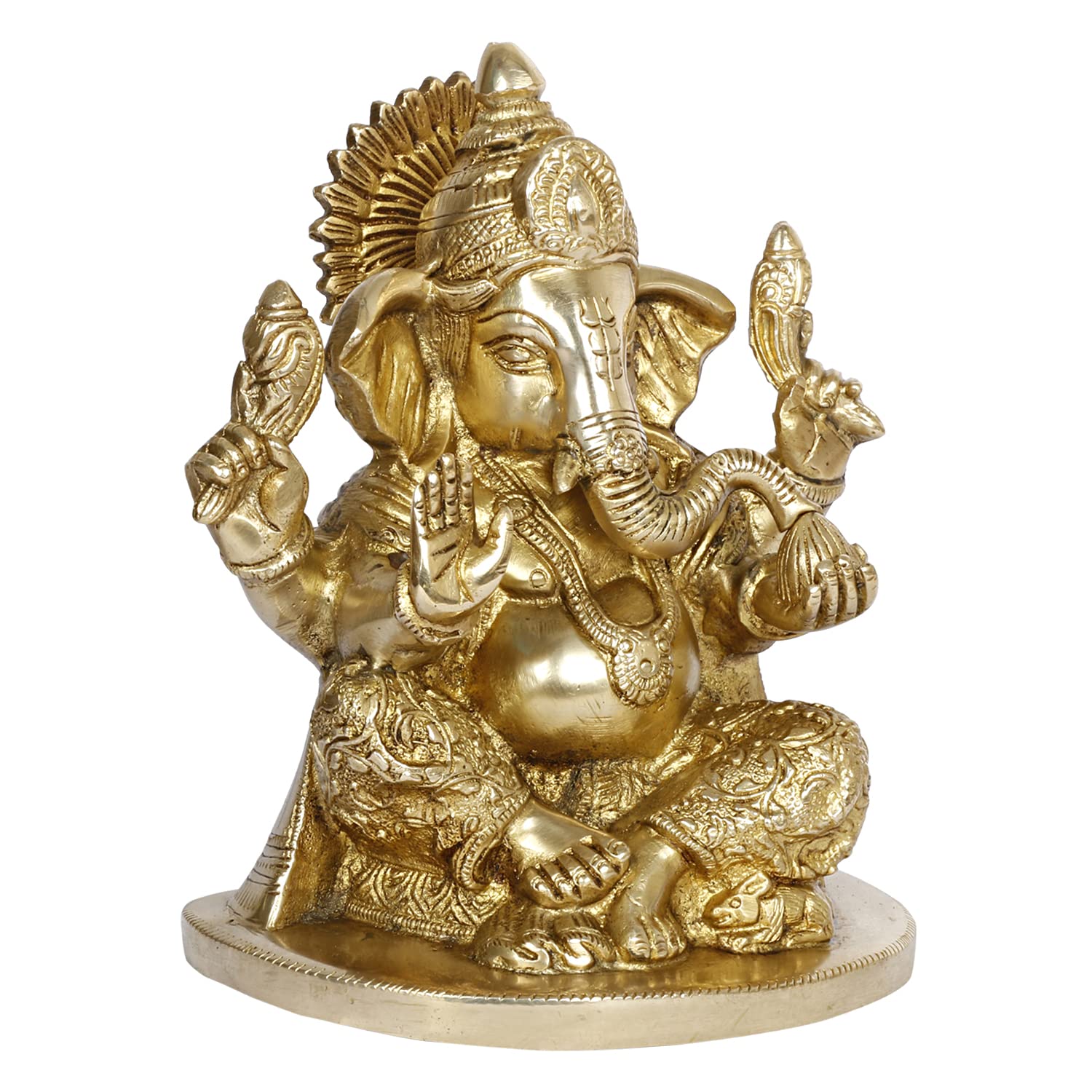 ARTVARKO Brass Ganesh Idol Statue Ganesha Vinayak Ganpati Sitting Home Entrance Décor Temple Puja Gift Height 7 Inch