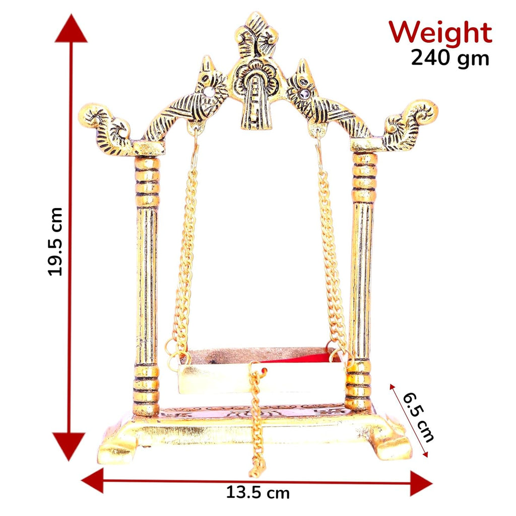 KridayKraft Laddu Gopal Jhulla Palana Metal Gold Plated for Your kanha Metal Krishna jhulla palna Religious Gift Article.