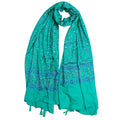 JAHAN TEXTILE Floral Printed Scarf for Women | Soft Lightweight Dupatta/Stole with Tassels | Elegant Ethnic & Casual Wear Wrap | Stylish Designer Shawl for All Seasons (Tealblue)
