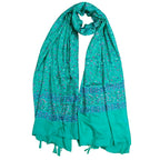 JAHAN TEXTILE Floral Printed Scarf for Women | Soft Lightweight Dupatta/Stole with Tassels | Elegant Ethnic & Casual Wear Wrap | Stylish Designer Shawl for All Seasons (Tealblue)