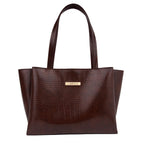 Carrylux Large Capacity Croco Pattern Tote Bags For Womens Big Purses And Handbags Ladies Big Shoulder Bag (Chocolate)