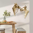 ARTVARKO Brass Horse Face Pair Set Statue Victor Wall Hanging Stallion & Mare Horse Couple Showpiece Fengshui Vastu for Home Decor 13.5 Inch