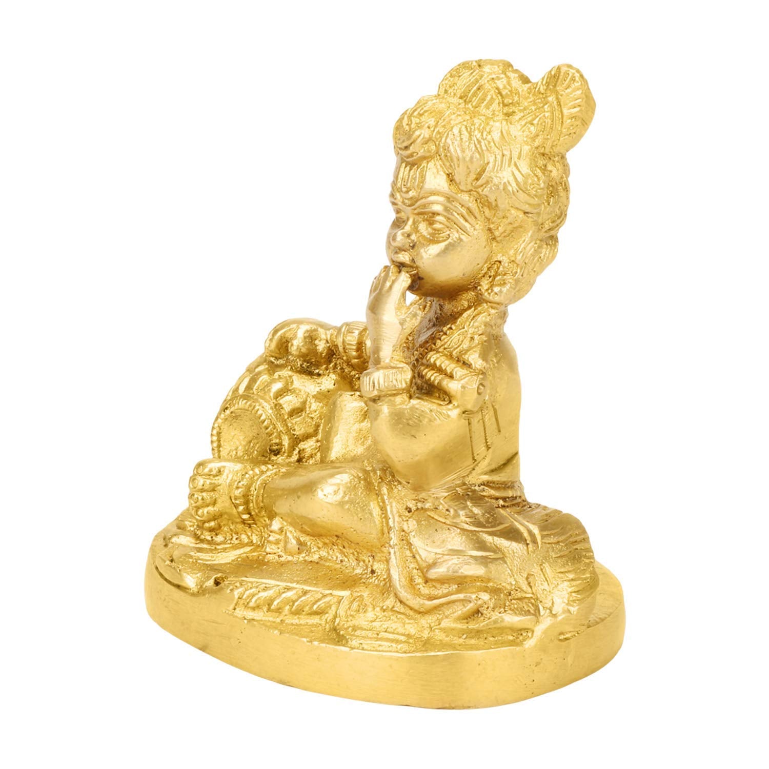 SVARUP Brass Bal Gopal Makhan Chor Idol in Gold Color Height 3.25 Inch