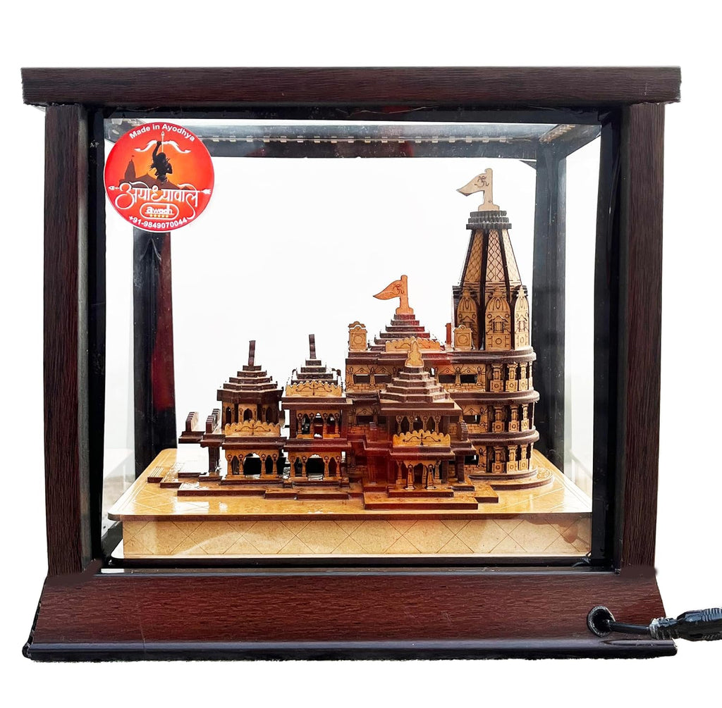 Awadh Ram Mandir Ayodhya 3D Wood Temple Model For Home/Office/Shop And Home Decoration Ayodhya Temple Model (23X16X21 Cm), Wooden
