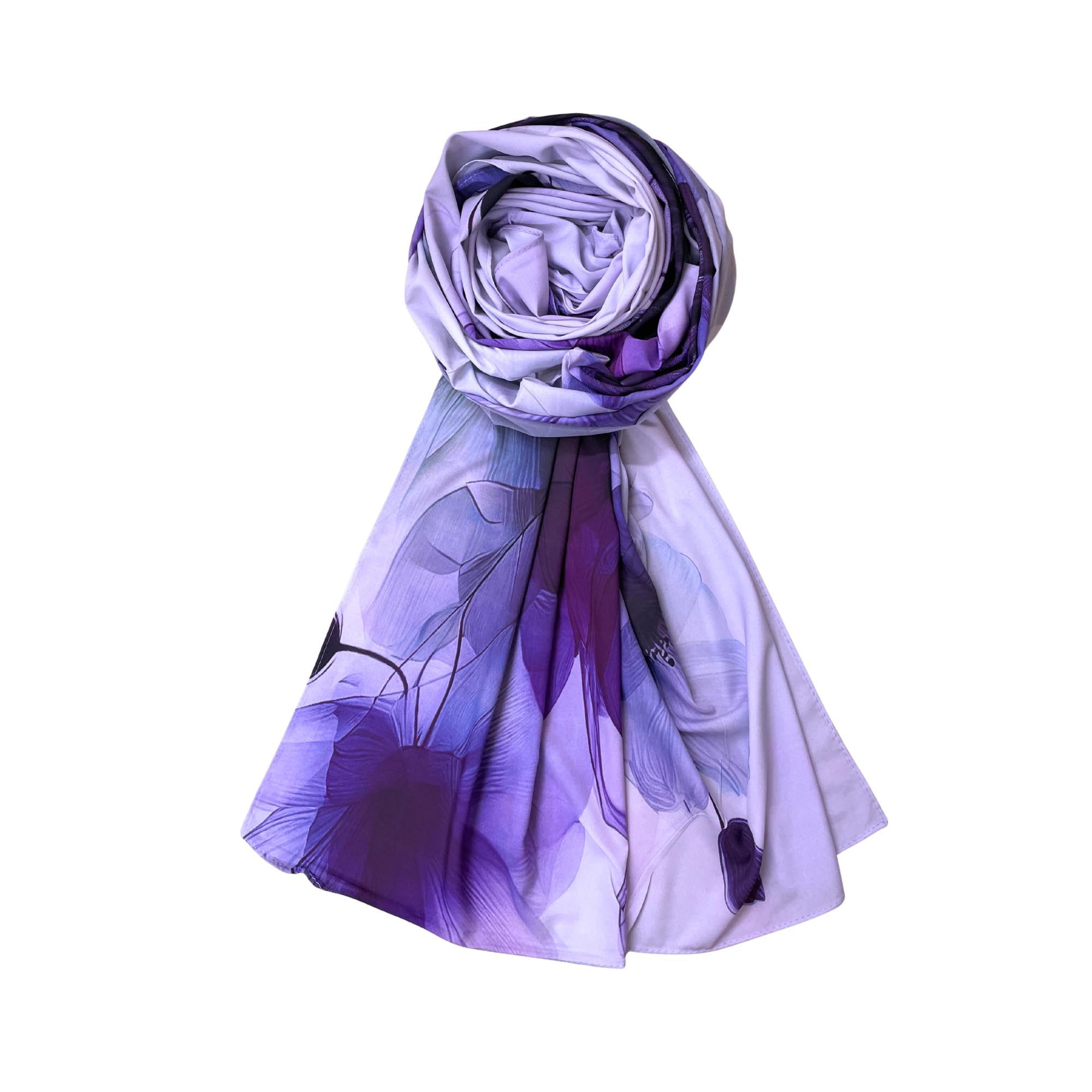 FAHABO Iconic Collection Digital Print Swiss Butter Cotton Scarf Stole for Women (Orchid Purple - Pu)