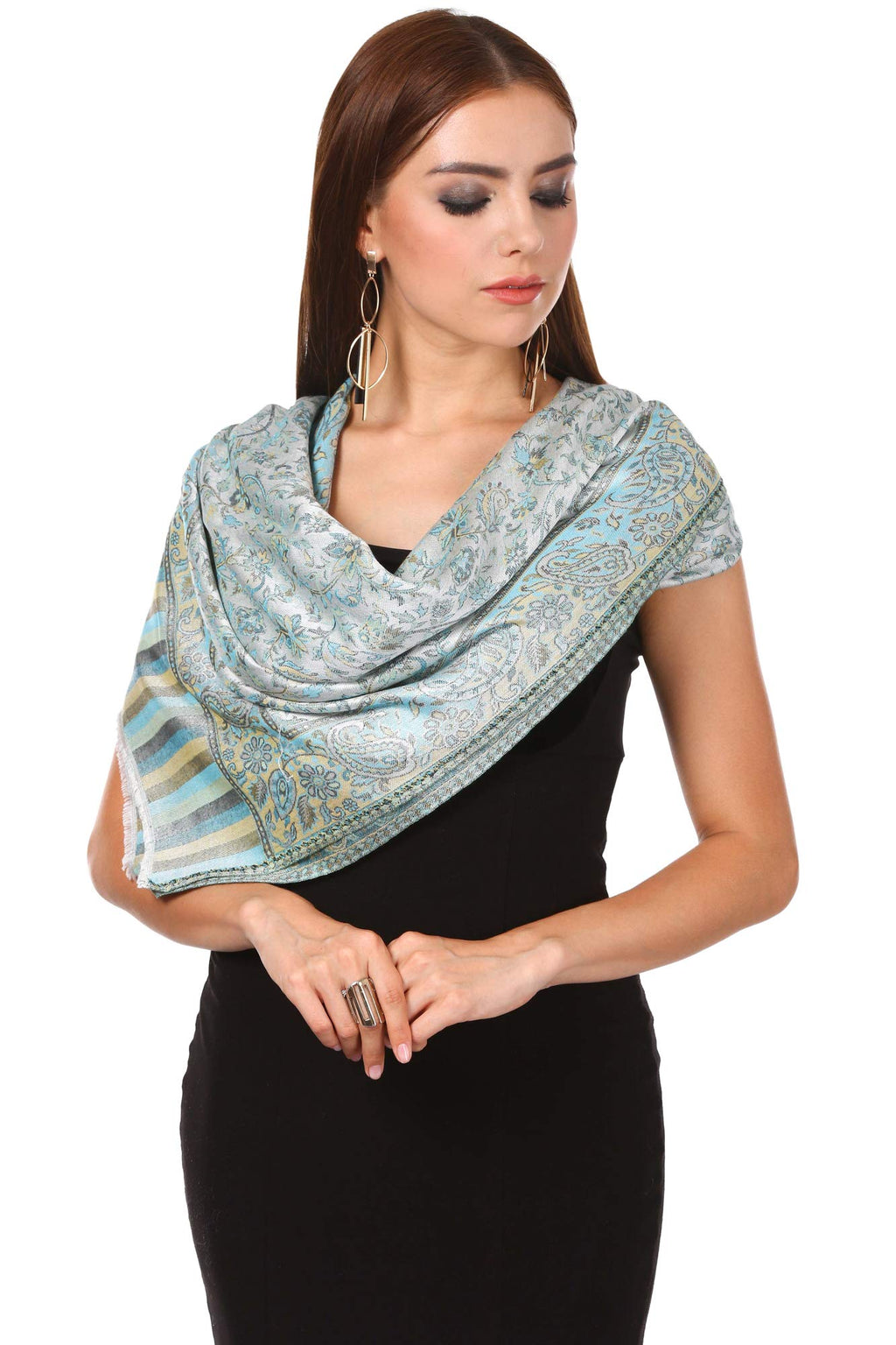 Pashtush Women's Soft Bamboo Scarf, Casual Shawls, Stoles, Wraps (size 70 x 200 cm) (Aqua) (Flamingo Pink)