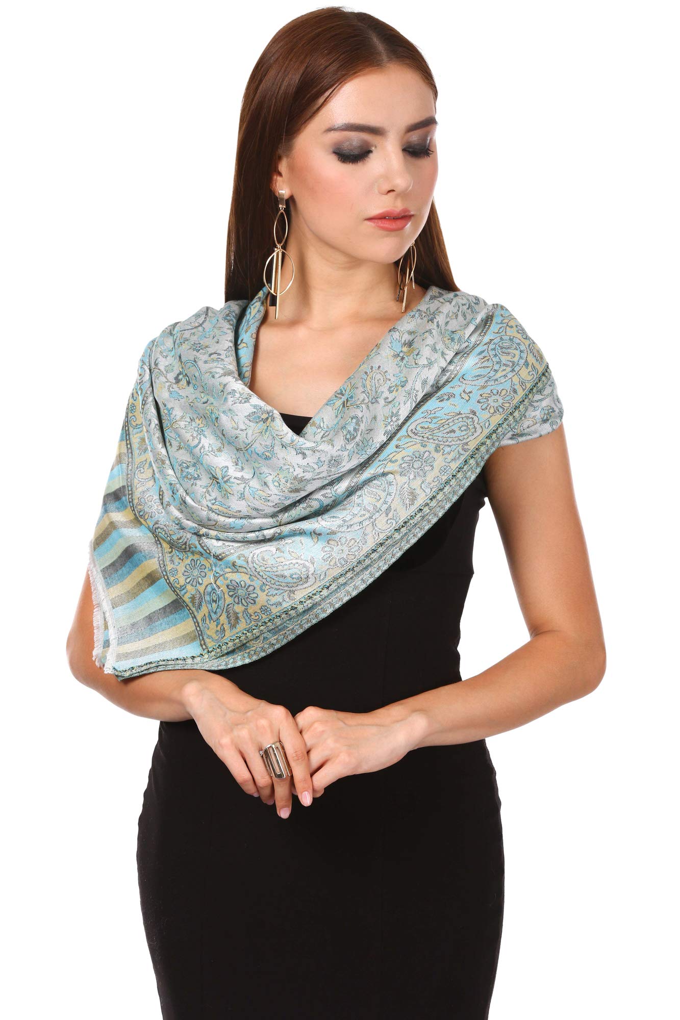 Pashtush Women's Soft Bamboo Scarf, Casual Shawls, Stoles, Wraps (size 70 x 200 cm) (Aqua) (Flamingo Pink)