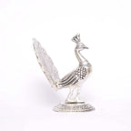 KridayKraft Peacock Metal Statue Idol Decorative Showpiece Feng Shui As Table Top Figurine for Living Room Bedroom Home Office Décor for Decoration & Gifting Purpose (Silver)