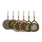 SMALLLOVE Vintage Bohemian Earrings for Women Unique Handmade Boho Retro Tribal National Bronze Round Circle Geometry Carved Pattern Tassel Dangle Drop Statement Earrings Jewelry Gifts, Medium, Metal
