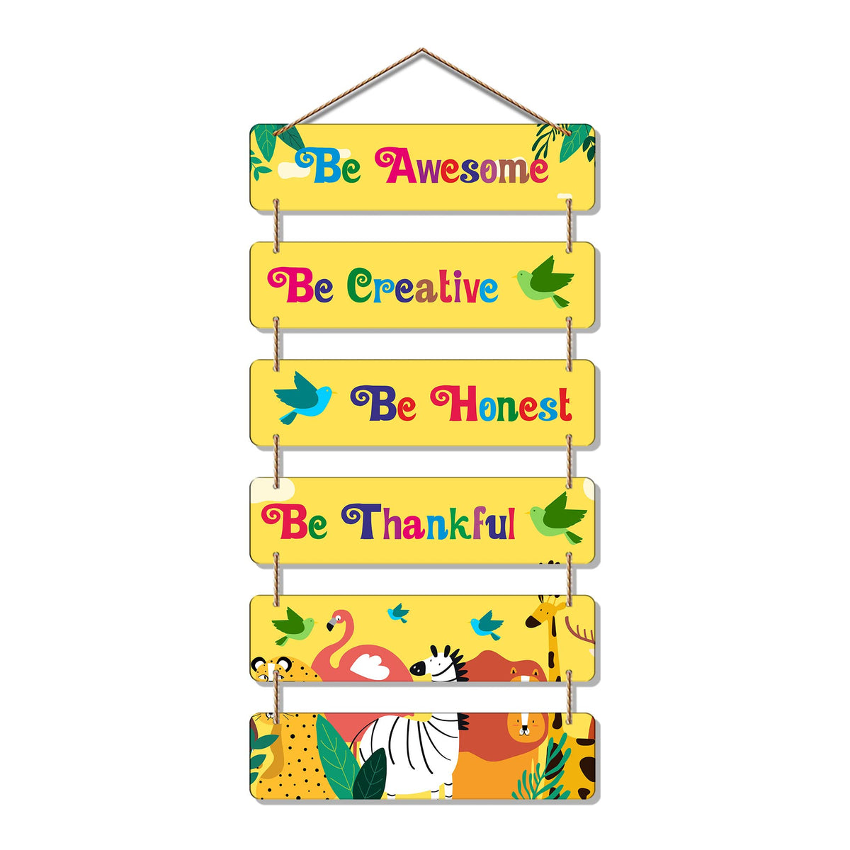 Artvibes Decorative Wall Hanging Wooden Art Decoration item for Living Room | Bedroom | Home Decor | Gifts | Quotes Decor Item | Wall Art For Hall | Mdf Wall Decoration, Set of 6 (WH_3297NR)