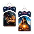 Artvibes Jesus Christ Designer Wooden Wall Hanging Decoration Items for Living Room | Spiritual Decor Items | Religious Wall Art | Wall Poster | Modern Decor Items | Unique Gift (WH_9215N), Set of 2