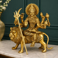 ARTVARKO Brass Goddess Vaishno Devi Murti 9.5 Inches | Maa Durga Puja Idol for Home Temple | Decorative Brass Sculpture for Mandir, Spiritual Décor, Festival, Housewarming & Gift