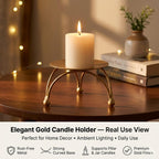 Enorme Gold Metal Candle Holder | Elegant Decorative Pillar Candle Stand for Home, Office & Table Décor | Durable, Rust-Free & Modern Design Candle Holder - (Pack of - 3)