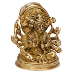 SVARUP Brass God Panchmukhi (Five Faced) Bajrangbali Sankat Mochan Hanuman Idol Statue Murti Height 3.5 Inch Gold Color