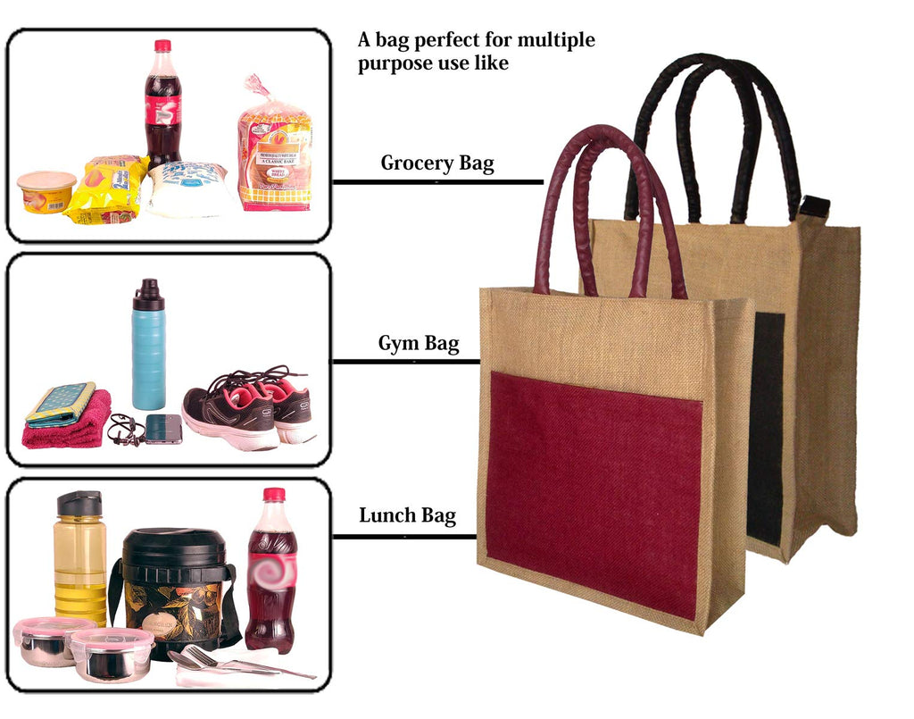 FOONTY Daily use Women Tote/Lunch/Gym Bag(Combo of 2,Multicolor,Fab-31C)