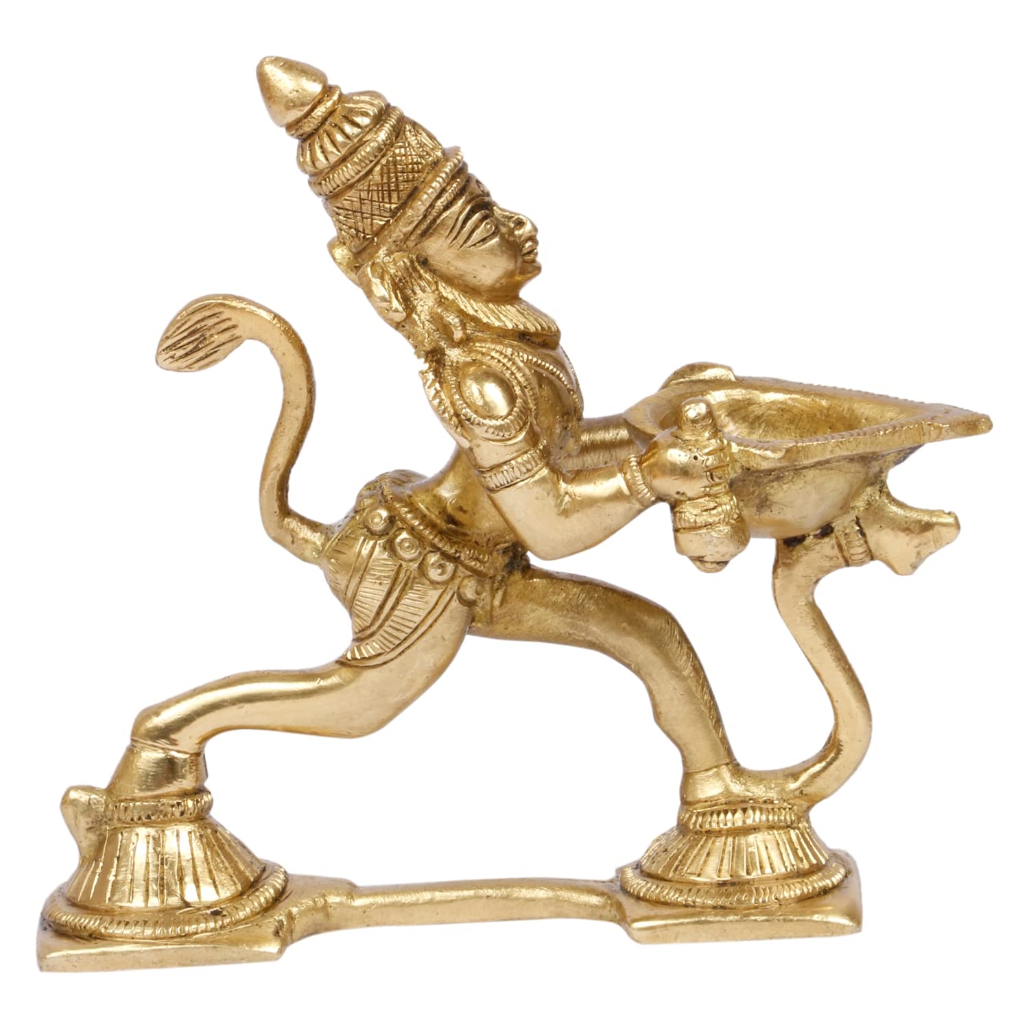 Artvarko Brass Hanuman Aarti Diya Oil Lamp with Handle Decorative Puja Home Temple Accessory, Camphor Burner lamp Aarti, Diwali Gifts Home Décor