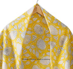 Ravaiyaa - Attitude is everything Sanganer Hand Block Printed Scarves Pure Cotton Scarf Square Hijab Dupatta 40 X 40 Inch (Yellow Lotus Floral)