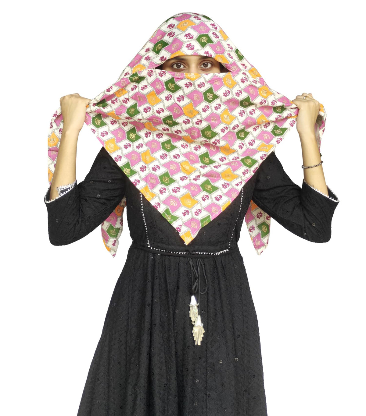 Switchon Rayon Anti Pollution Full face Tie Dye Scarf UV Sun Rays Protection Hijab scarf for women and Girls (Multi_2)