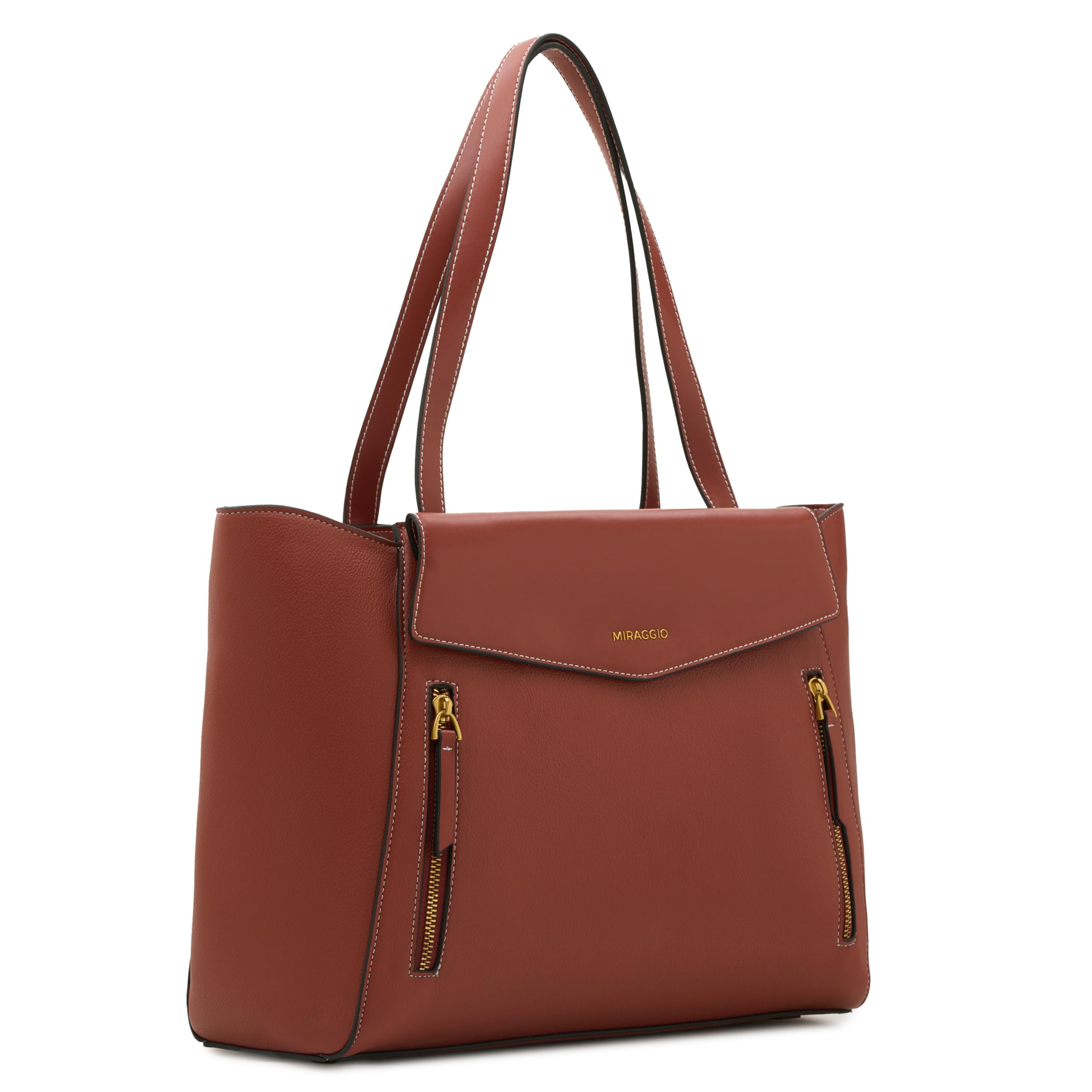 Miraggio Roberta 16 Inch Laptop Tote Bag For Women Office Use | Office Tote Bag With Zipper Closure | Stylish Totes Bag (Rust)