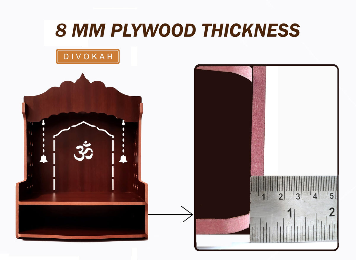 DIVOKAH® Beautiful MDF Wooden Temple/Home Temple/Pooja Mandir (8 MM Plywood Thickness) (BR Decor)