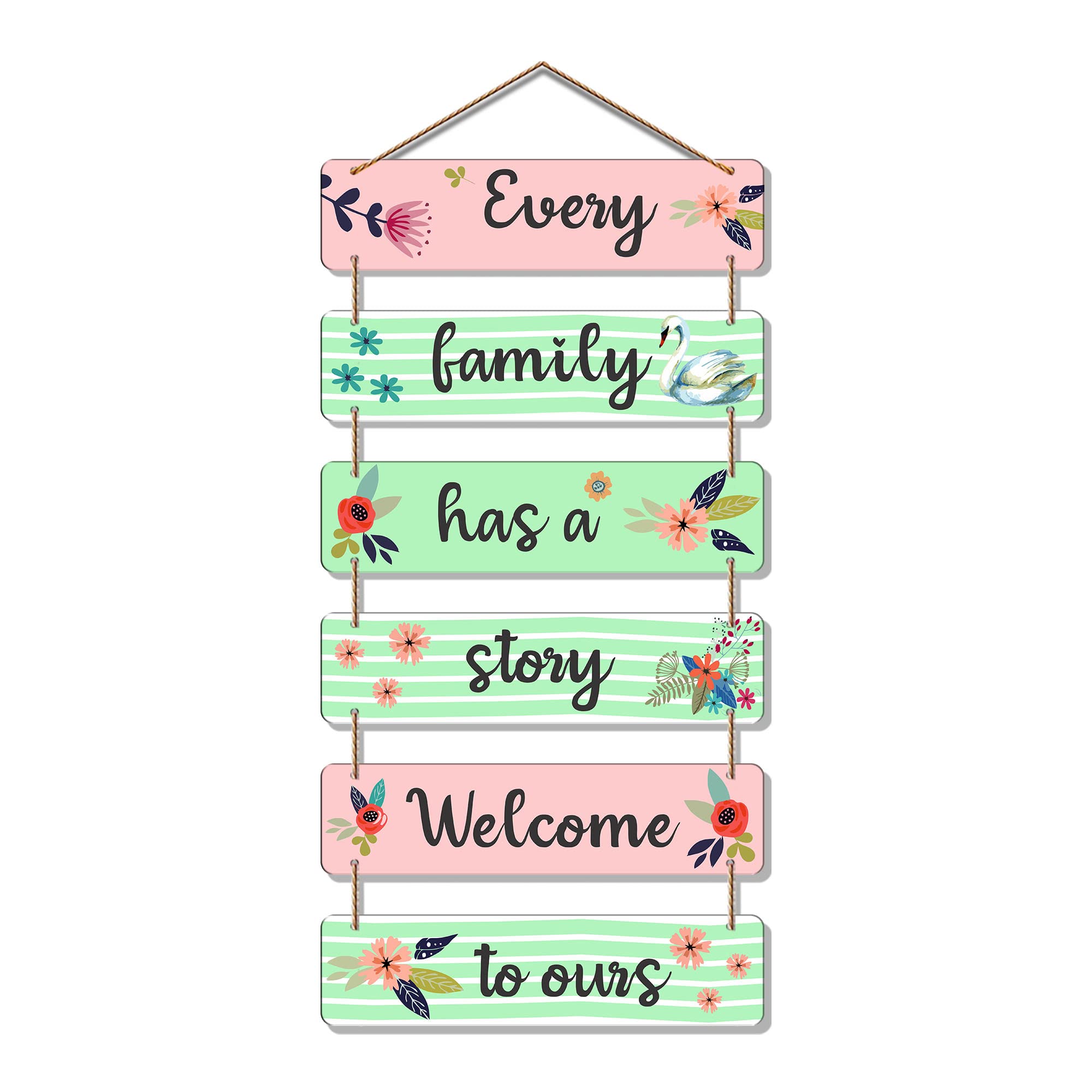 Artvibes Decorative Wall Hanging Wooden Art Decoration item for Living Room | Bedroom | Home Decor | Gifts | Quotes Decor Item | Wall Art For Hall | Mdf Wall Decoration, Set of 6 (WH_3275NR)