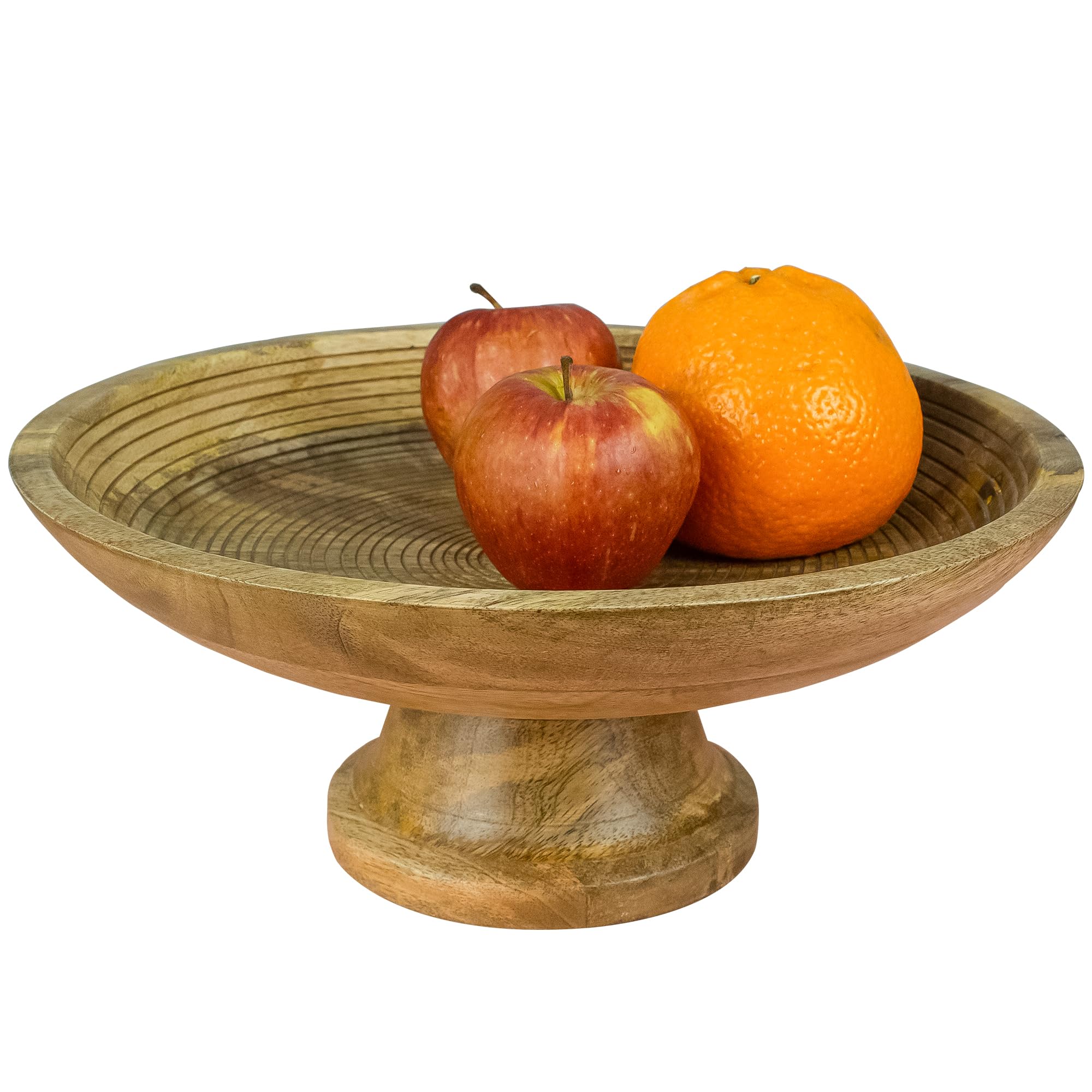 Saleberate Wood Fruit Bowl or Decorative Pedestal Bowl for Table Décor, for Kitchen Counter, Detachable Base,12-inch Large Bowls,Mango Wood (Brown)