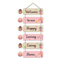 Artvibes Welcome To Our Happy Home Mdf Wood Decoration for Living Room | Quotes Decor Item | Door Quotes Hanging | Wall Poster | Wall Art Print | Gift Items for Home Decor | Wall Accent (WH_6001N)