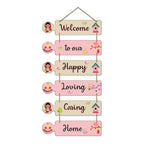 Artvibes Welcome To Our Happy Home Mdf Wood Decoration for Living Room | Quotes Decor Item | Door Quotes Hanging | Wall Poster | Wall Art Print | Gift Items for Home Decor | Wall Accent (WH_6001N)