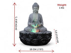 KridayKraft Meditating Buddha Water Fountain Idol Polyresin Lotus Water Fountain Showpiece for Home Garden Living Room Decor Decoration Gift Items, 24 CM