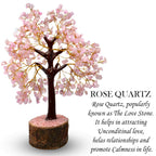Reiki Crystal Products Rose Quartz 500 Bead Crystal Stone Tree | Natural Gemstone Money Tree for Love, Harmony, Emotional Balance & Positive Energy | Home Office Décor, Vastu & Feng Shui Gift