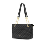 Fastrack PU Structured Quilted Tote Bag with Chain Shoulder Straps | Diamond Quilted Tote with Zipper Closure | Ladies Purse Handbag | Totes for Casual Carry