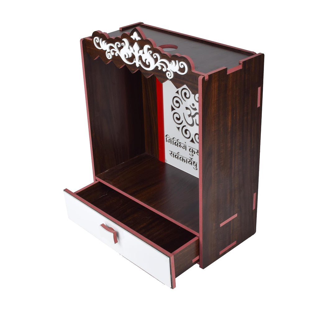 nexat Compact MDF Wooden Door Temple | Mandir for Home Pooja, Office & Festive Decoration (686)