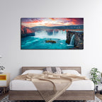 VIBECRAFTS Canvas Paintings for Living Room Drawing Room Scenery of Waterfall In Forest Canvas Wall Painting Fitted with Wooden Frame for Home|Office|Gift(PTVCH_2270N)(48 x 24 Inches)