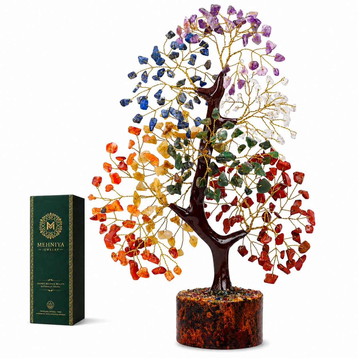 7 Chakra Crystal Tree of Life for Home Office Decor & Positive Energy