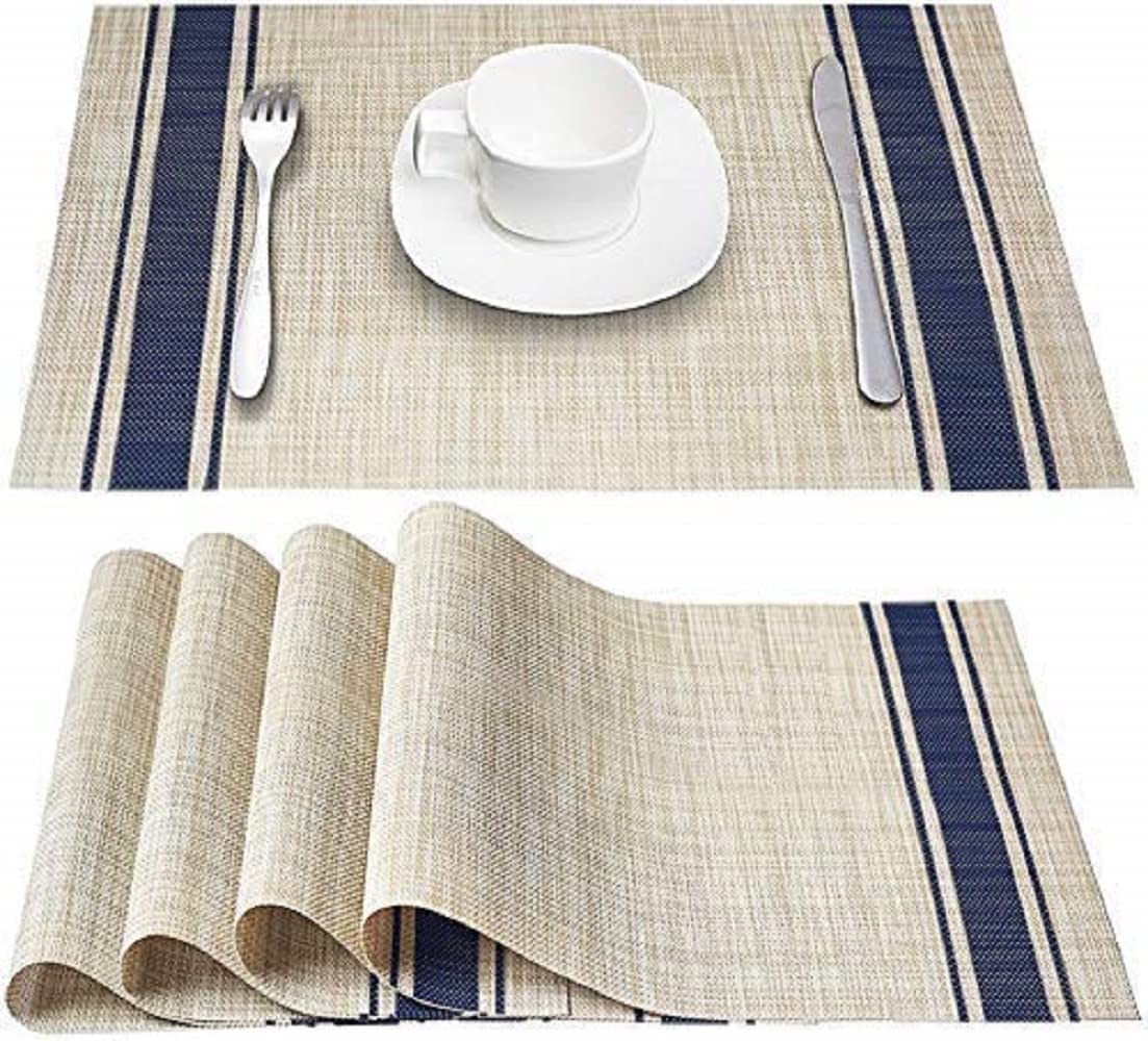 OXSAM Placemats, Heat Insulation Non-Slip Vinyl mats, Stain-Resistant Tablemats for Home and café Dining Table Décor (Cream, Pack of 4) Kafalo
