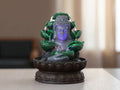 KridayKraft Buddha Face Water Fountain Idol Polyresin Lotus Water Fountain Showpiece for Home Garden Living Room Decor Decoration Gift Items, 24 CM