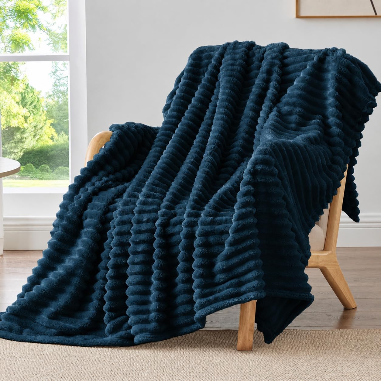 Rangrika.in Ultra Soft Bed Blanket, Premium Flannel Fleece Plush Throw, Ribbed Texture Mink Touch, Lightweight Warm Cozy AC & Mild Winter Use, Machine Washable (Green, Double) Kafalo