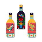 Artvibes Birds and Flower Clip Art Decor Bottle shaped Wooden Wall Hanging | Garden Balcony | Door Decoration Items | Wall Illustrations | Paintings For Wall | Unique Gift Items (WH_9512N), Set of 3