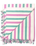 Arvore Bunkaar Pure Handloom 100% Soft Desi Bamboo Viscose Soft Bhagalpuri Andi Chadar/Summer Blanket/Khes/Top Sheet/AC Blanket/Odhne wali Chadar (Pink White Green, Striped, 1, Bhagalpuri Chadar) Kafalo